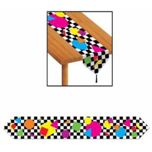 80s Printed Party Shapes Table Runner Colorful Décor Accent (3/Pk)