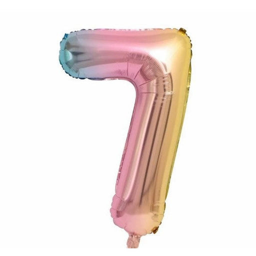 Colorful Rainbow #7 Foil Balloon - 34 Inches