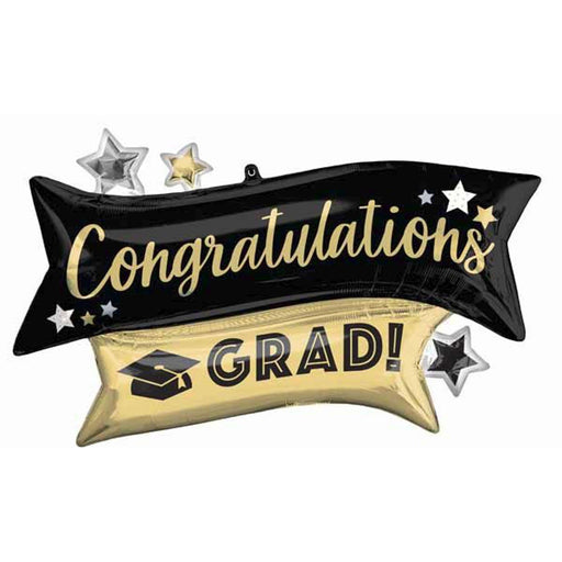 "Congrats Grad Gold And Black 38" Foil Balloon Pack"