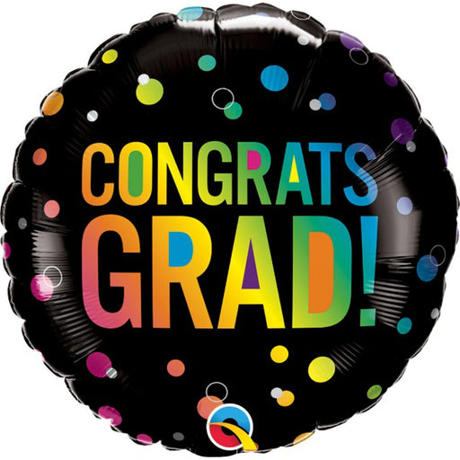 "Congrats Grad Ombre Dots 18" Round Balloon"