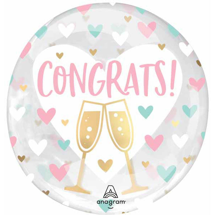 "Congrats Hearts Clear Balloon - 18 Inch"