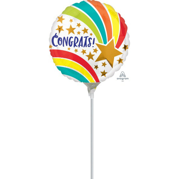 Congrats Shoot Star Mylar Balloon - 9" Round A15 Shape