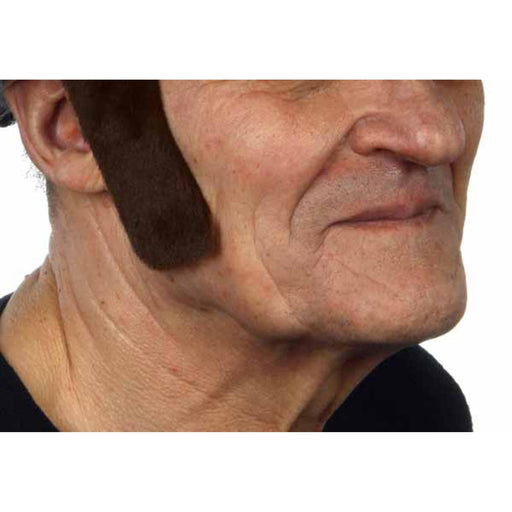 Dark Brown Synthetic Sideburns
