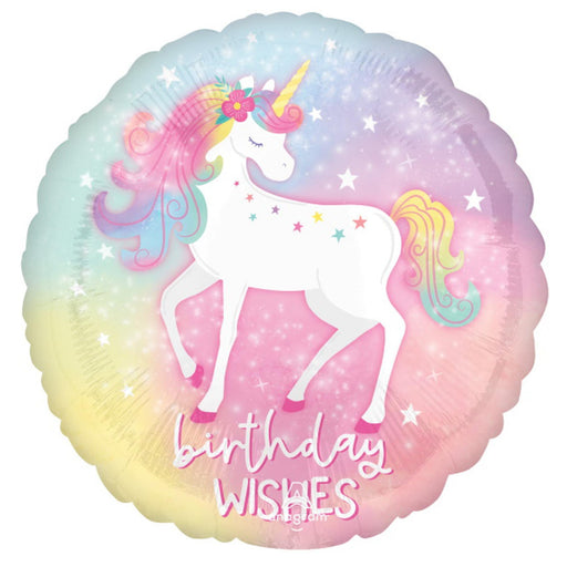 Enchanted Unicorn 18" Birthday Wishes Balloon (5/Pk)