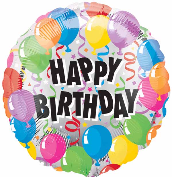 Birthday Balloons 18-Inch One-Sided Foil Balloon