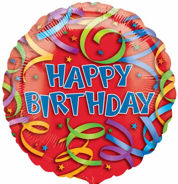 Happy Birthday Streamers 18 Inch Foil Balloon