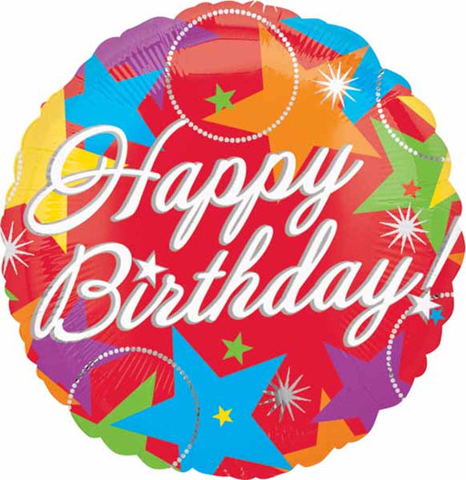 Bursting Happy Birthday Stars 18-Inch Foil Balloons, 5-Pack