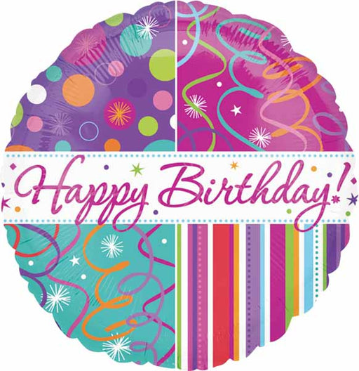 Birthday Streamers 18-Inch Foil Balloon