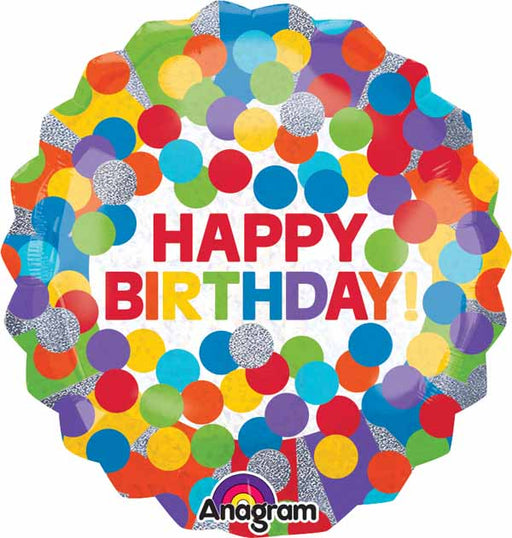 Primary Rainbow Birthday 28 Inch Holographic Foil Balloon