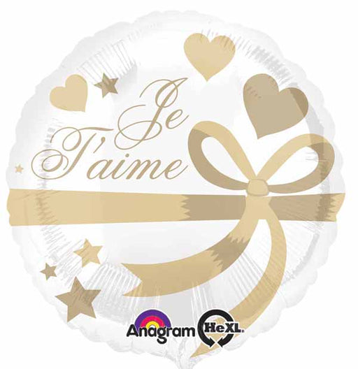 18 Inch Je T'aime Gold Wrap Round Foil Balloon