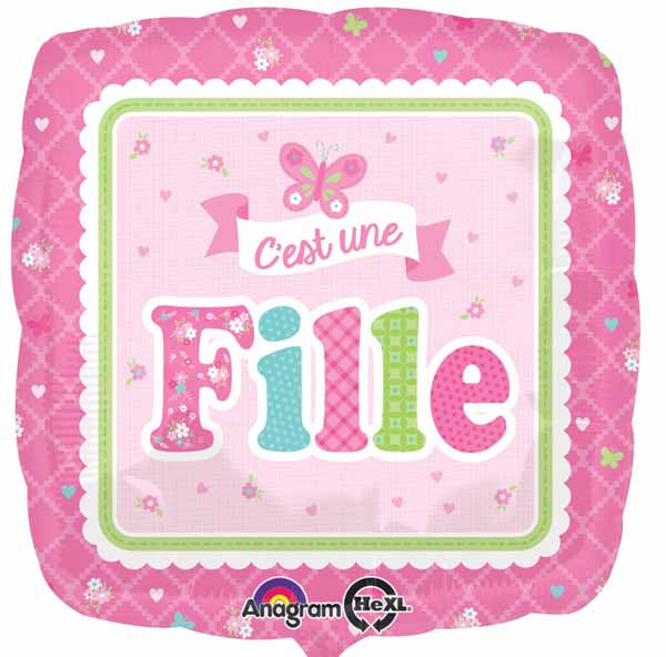 C'est une Fille 18-Inch French Baby Girl Foil Balloon