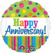 18 Inch Bright Happy Anniversary Round Foil Balloon