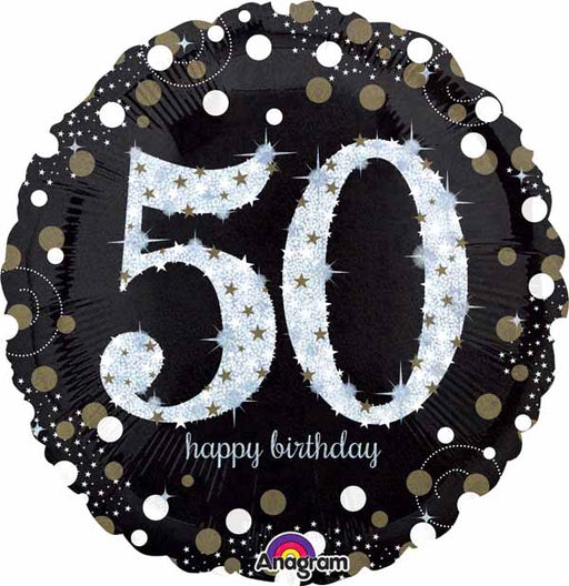 Sparkling 50th Birthday 18-Inch Holographic Foil Balloon