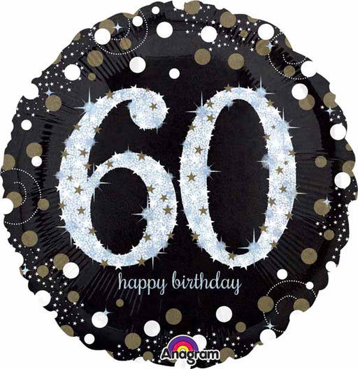 Sparkling 60th Birthday 18-Inch Round Foil Balloon
