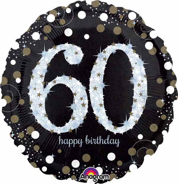 Sparkling 60th Birthday 18-Inch Round Foil Balloon
