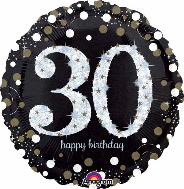 Anagram Jumbo Holographic 30th Birthday Foil Balloon, 28 in