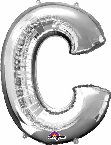 16-Inch Silver Letter C Foil Balloon