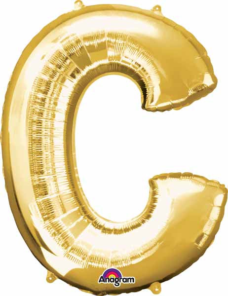 32-Inch Gold Letter C Foil Balloon