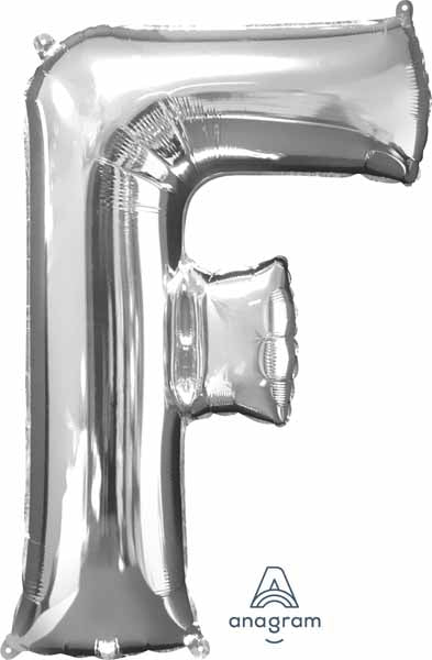 16-Inch Silver Letter F Foil Balloon