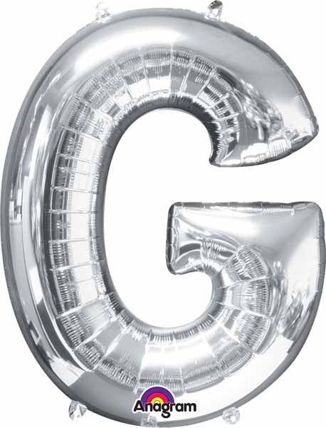Silver Letter G Foil Balloon, 32 Inch