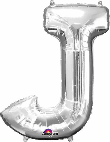 Silver Letter J 34 Inch Foil Balloon