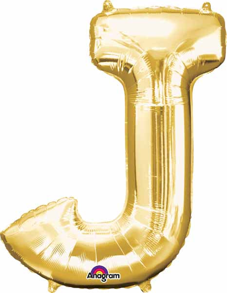 16-Inch Gold Letter J Foil Balloon
