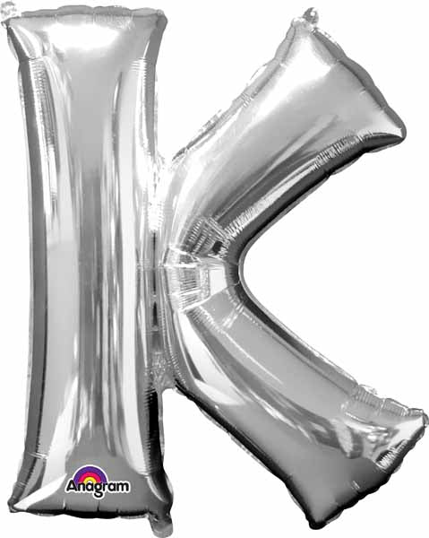 16-Inch Silver Letter K Foil Balloon