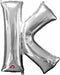 Silver Letter K Foil Balloon, 34 Inch