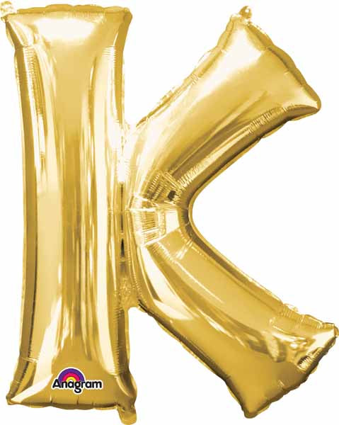 16 Inch Gold Letter K Air Fill Foil Balloon