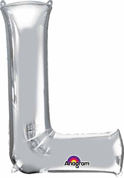 16-Inch Silver Letter L Foil Balloon