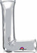 16-Inch Silver Letter L Foil Balloon