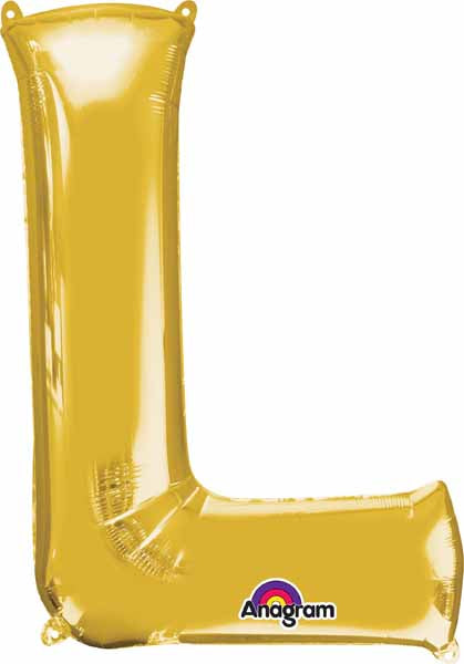 34-Inch Gold Letter L Foil Balloon