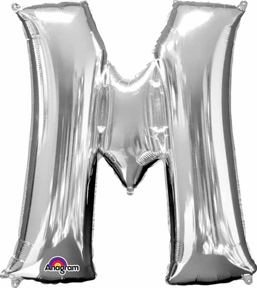 16-Inch Silver Letter M Air-Fill Foil Balloon