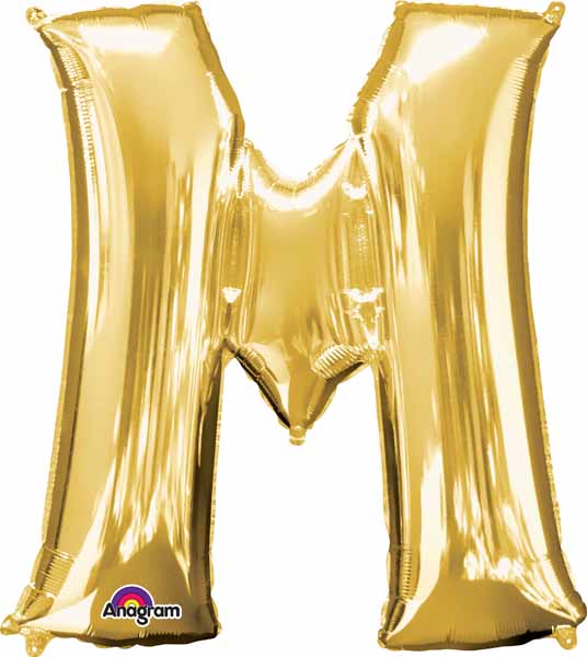 34-Inch Gold Letter M Foil Balloon