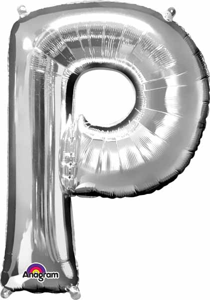 32-Inch Silver Letter P Foil Balloon