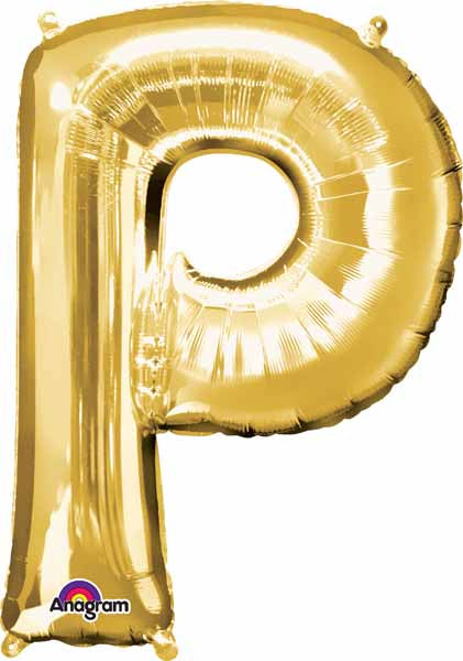 16-Inch Gold Letter P Foil Balloon