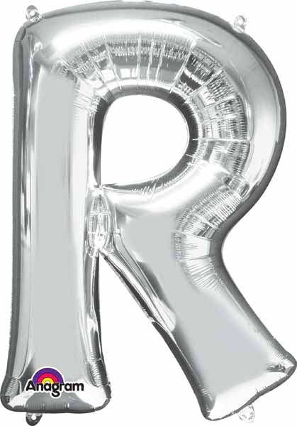 32-Inch Silver Letter R Balloon