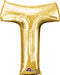 Gold Letter T Foil Balloon, 34 Inch