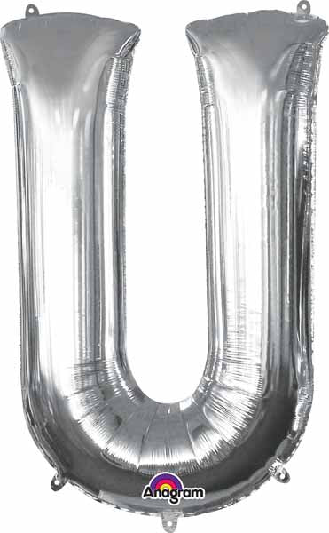 Anagram Silver Letter U Foil Balloon, 16 Inch