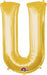 Gold Letter U Foil Balloon, 16 Inch