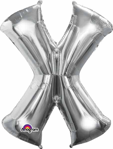 16-Inch Silver Letter X Foil Balloon