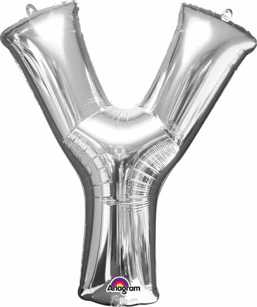 16-Inch Silver Letter Y Air-Fill Foil Balloon