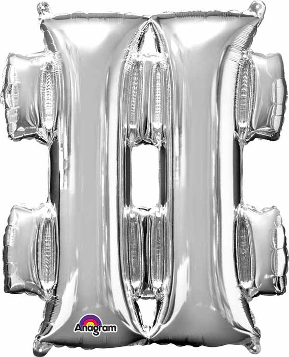 Giant Silver Hashtag Foil Balloon, 33 Inch