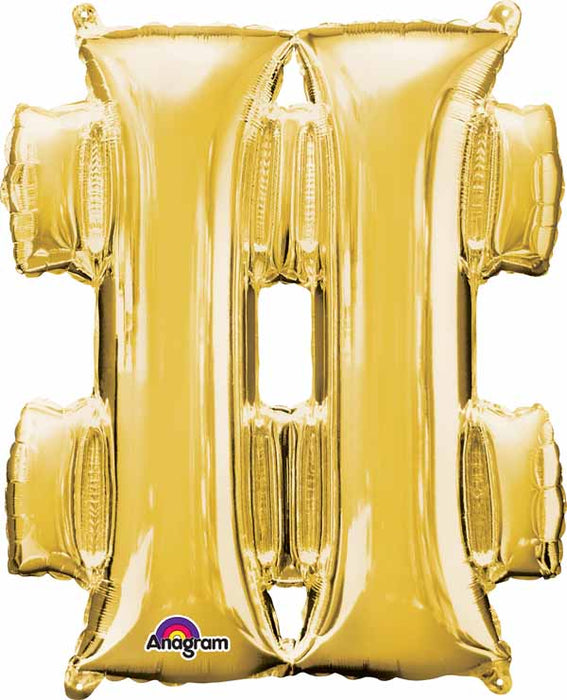 32 Inch Gold Hashtag Foil Balloon