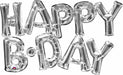 Silver HAPPY BDAY Block Letter Balloon Decoration
