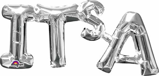 Silver IT'S A Block Phrase Foil Balloon, 20 Inch