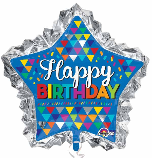 Happy Birthday Primary Sketchy 34-Inch Foil Balloon