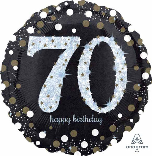 Sparkling 70th Birthday Round Foil Balloon, 18 Inch