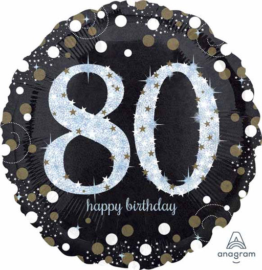 Sparkling 80th Birthday Holographic Foil Balloon, 18 Inch