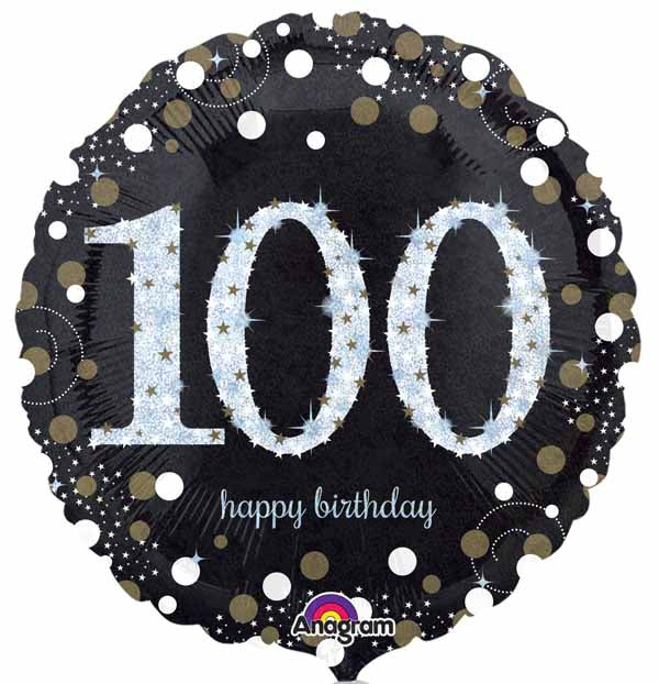 Sparkling 100th Birthday Holographic Foil Balloon, 18 Inch